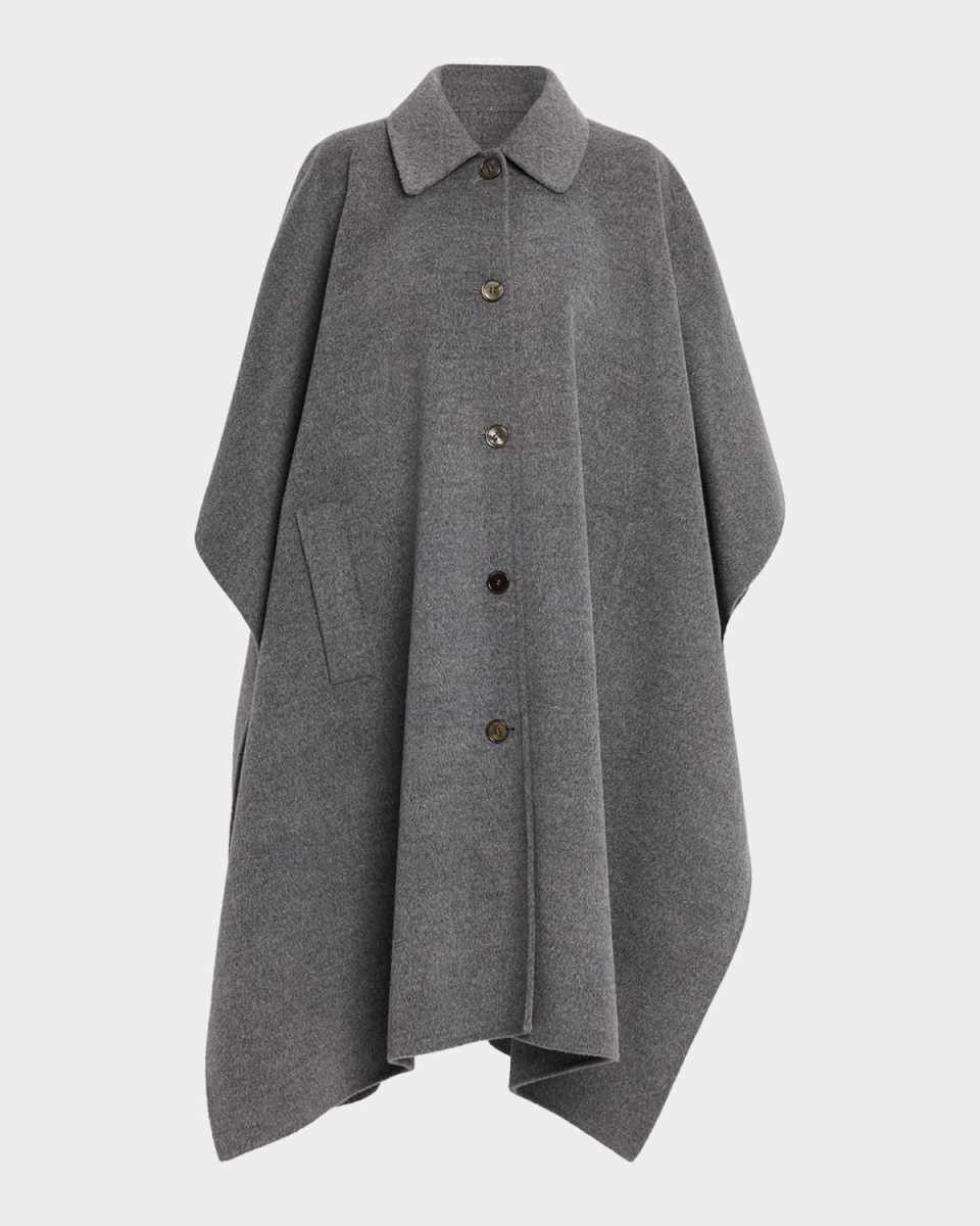 Collared Wool Poncho Coat